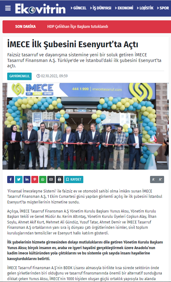 İMECE İlk Şubesini Esenyurt’ta Açtı