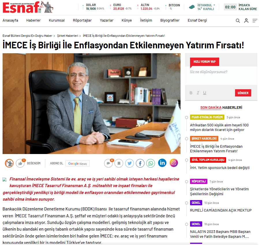 İMECE İş Birliği İle Enflasyondan Etkilenmeyen Yatırım Fırsatı!