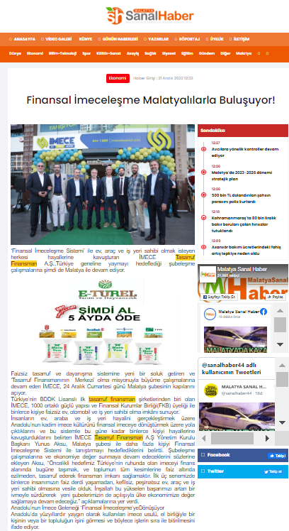 Finansal İmeceleşme Malatyalılarla Buluşuyor!